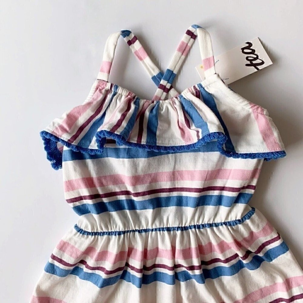 NWT Tea Collection Striped Ruffle Girl Dress 2T - Picture 3 of 6
